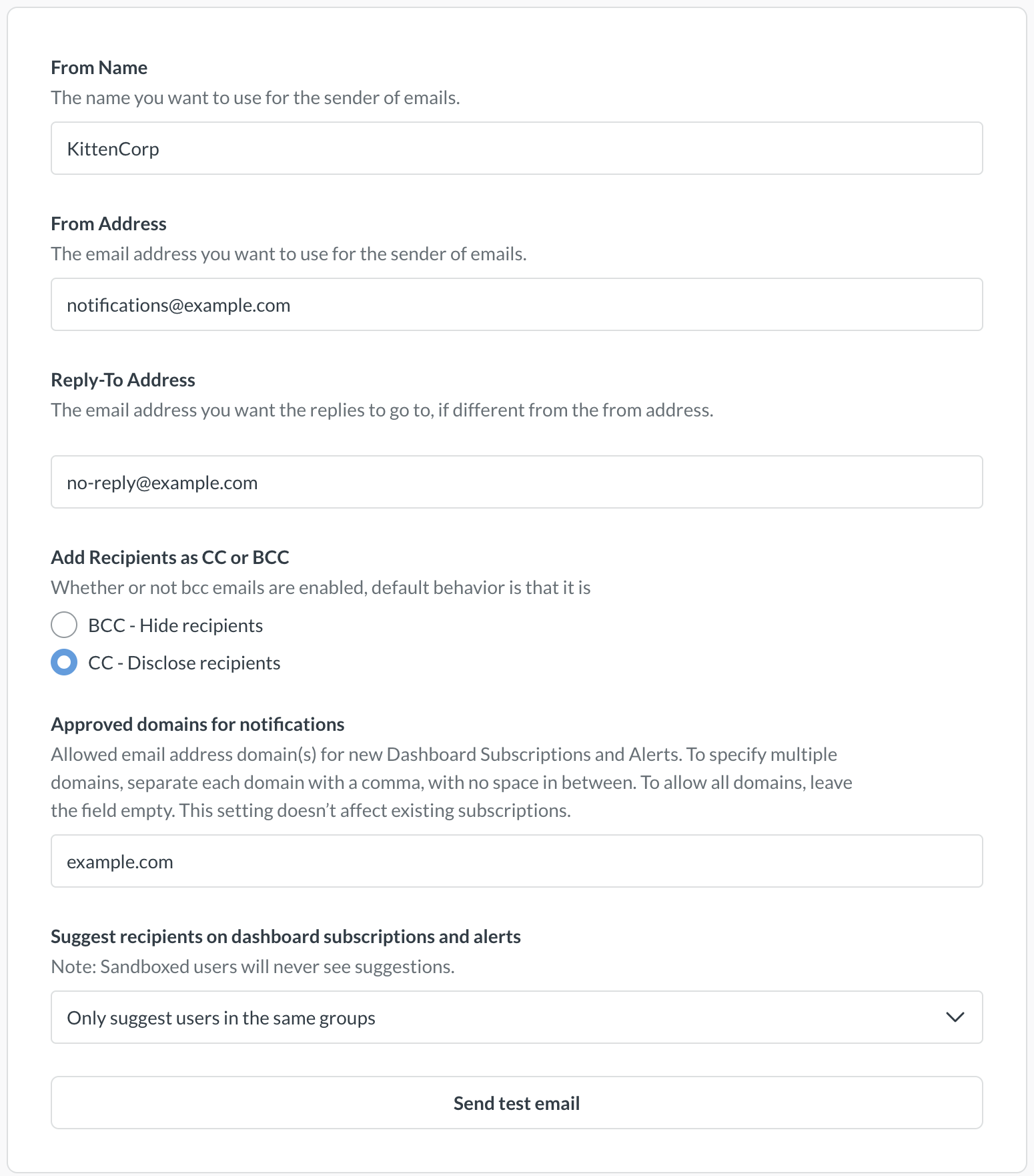 email settings