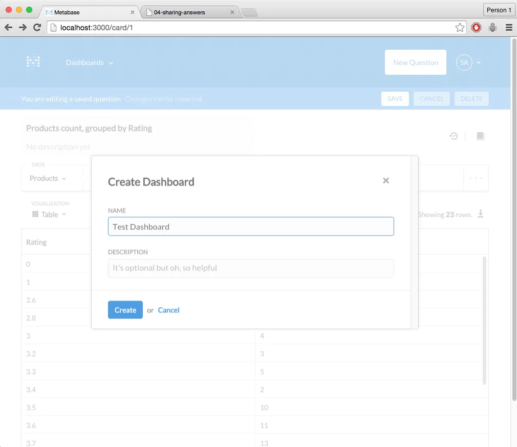 Create Dashboard