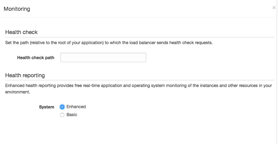 Elastic Beanstalk Monitoring Settings