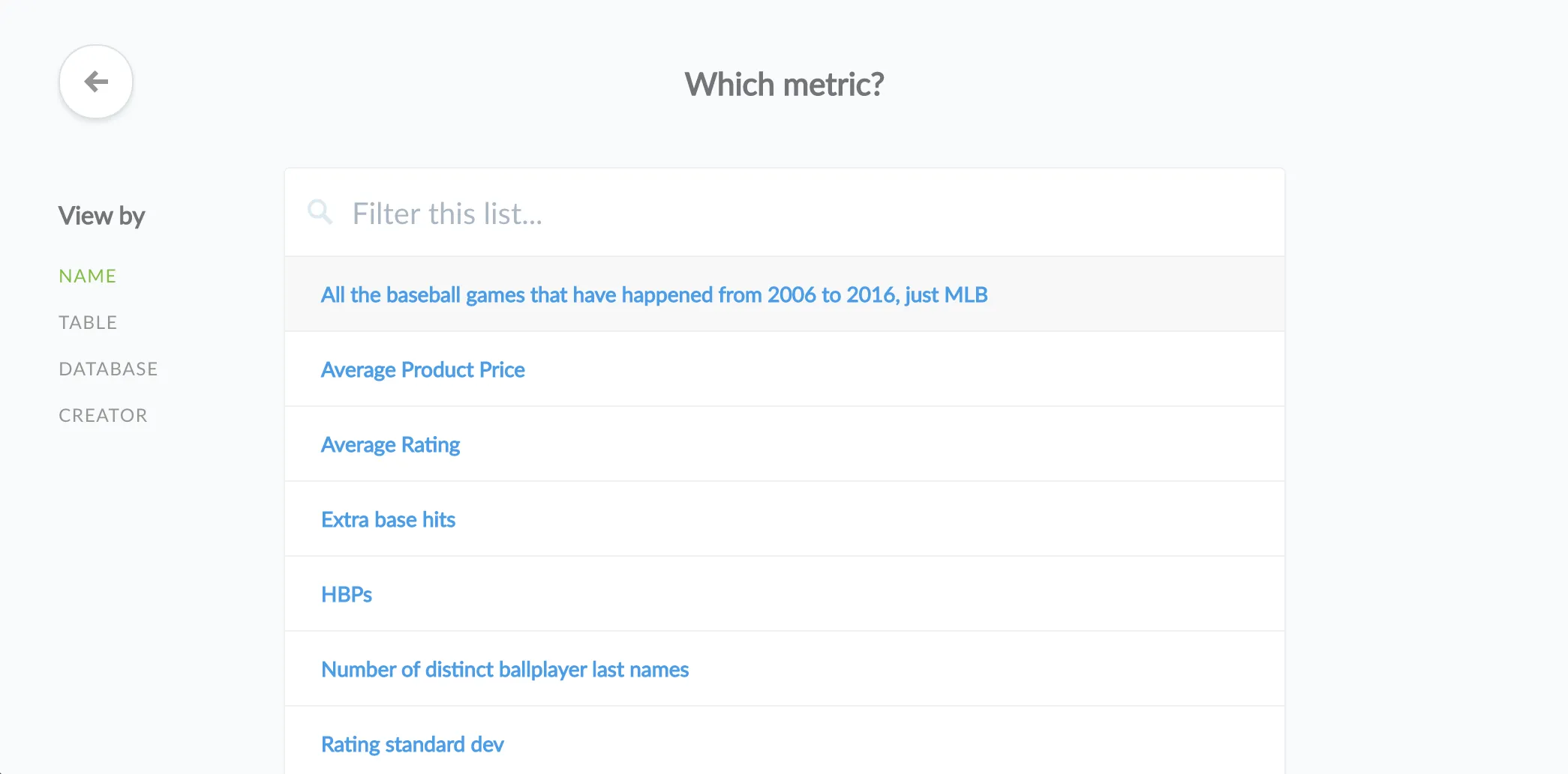 List of metrics