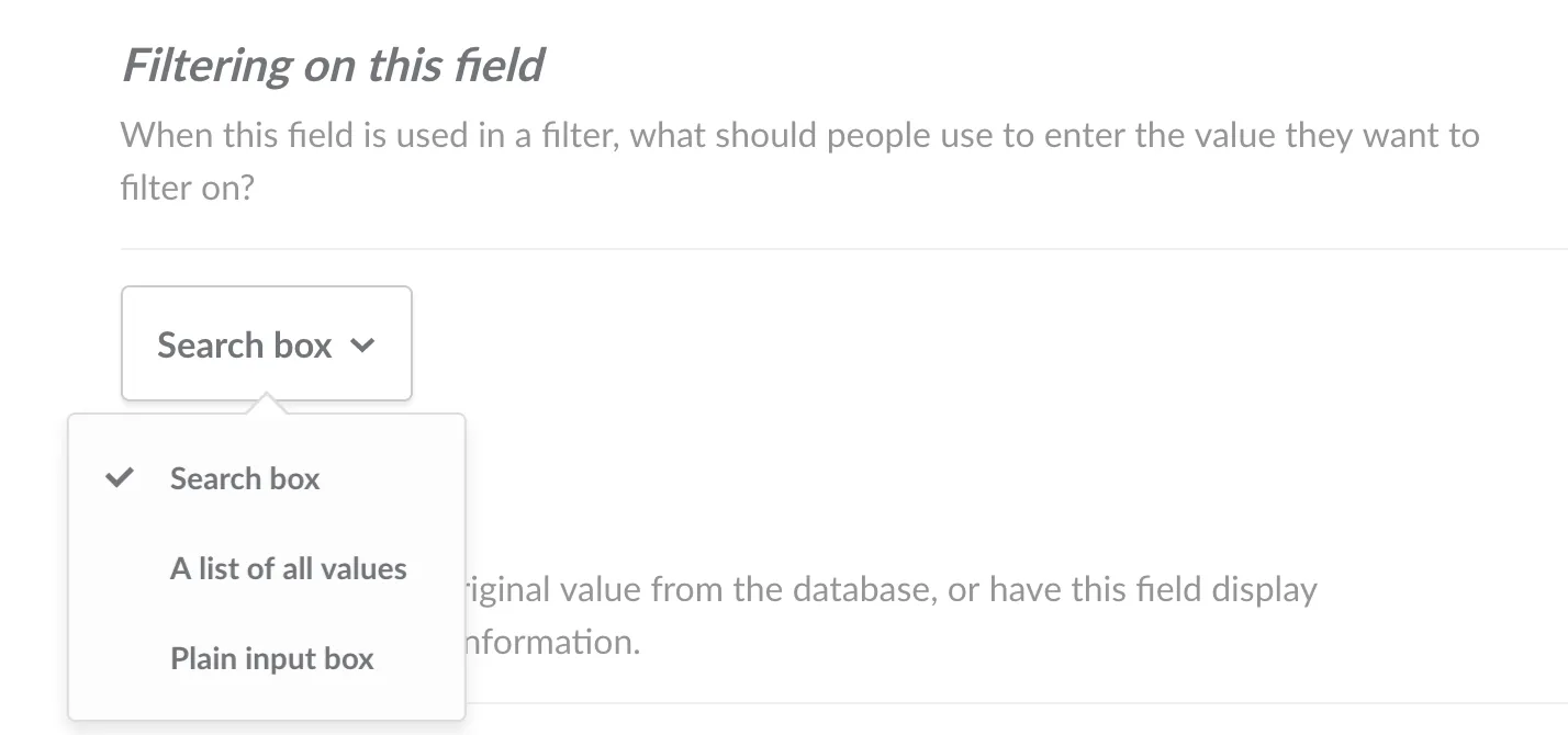 Filter options