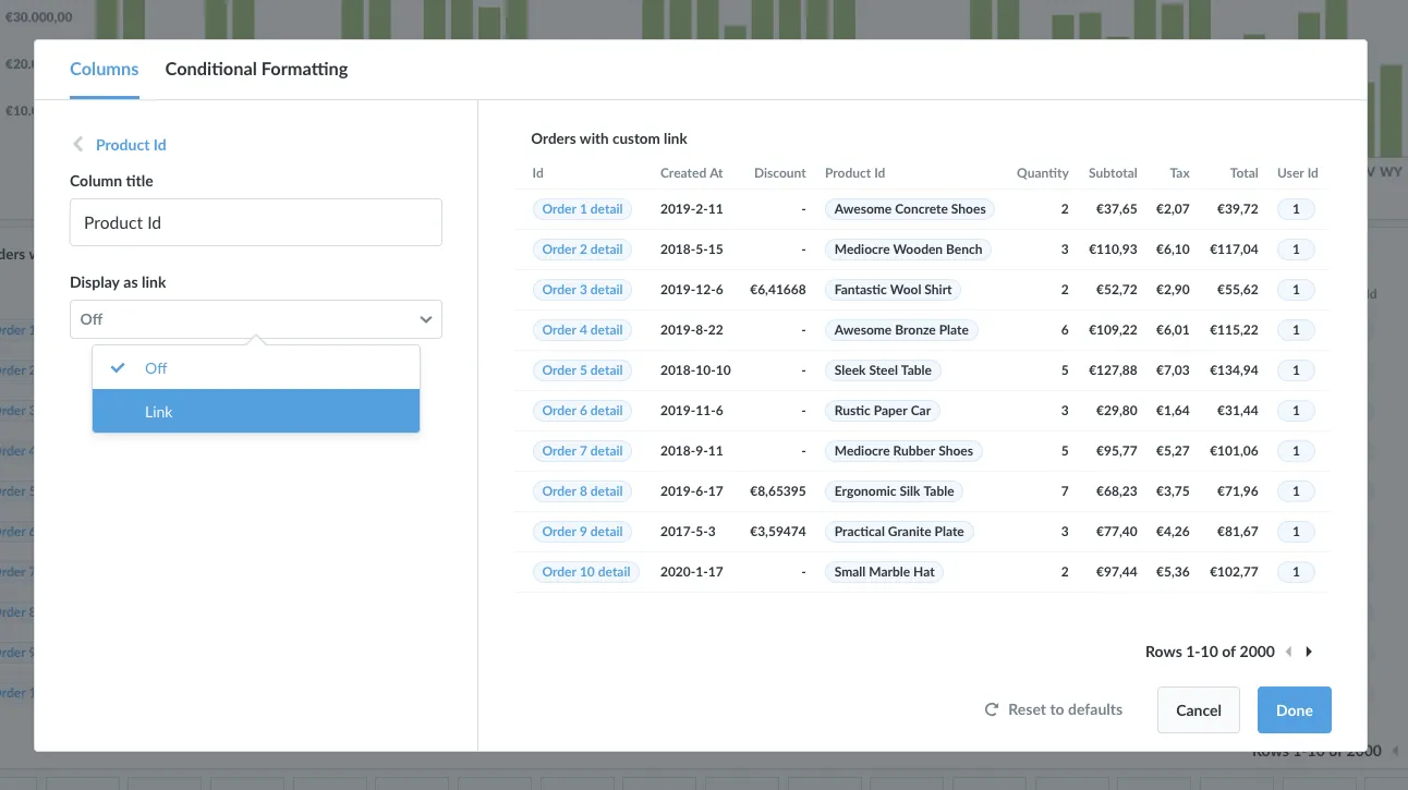 Link option
