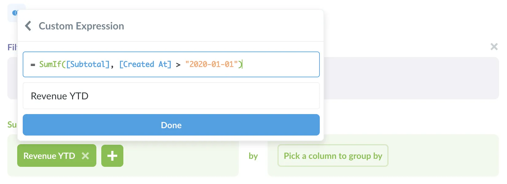 Custom expression
