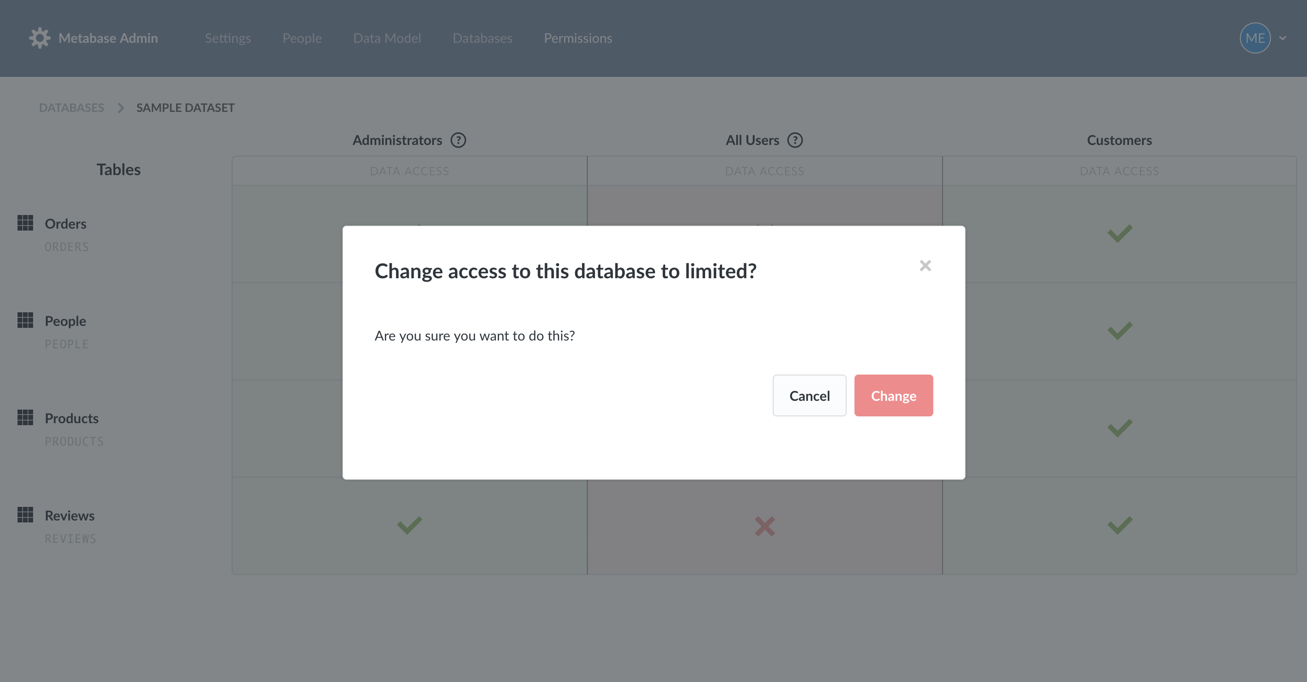Confirm modal