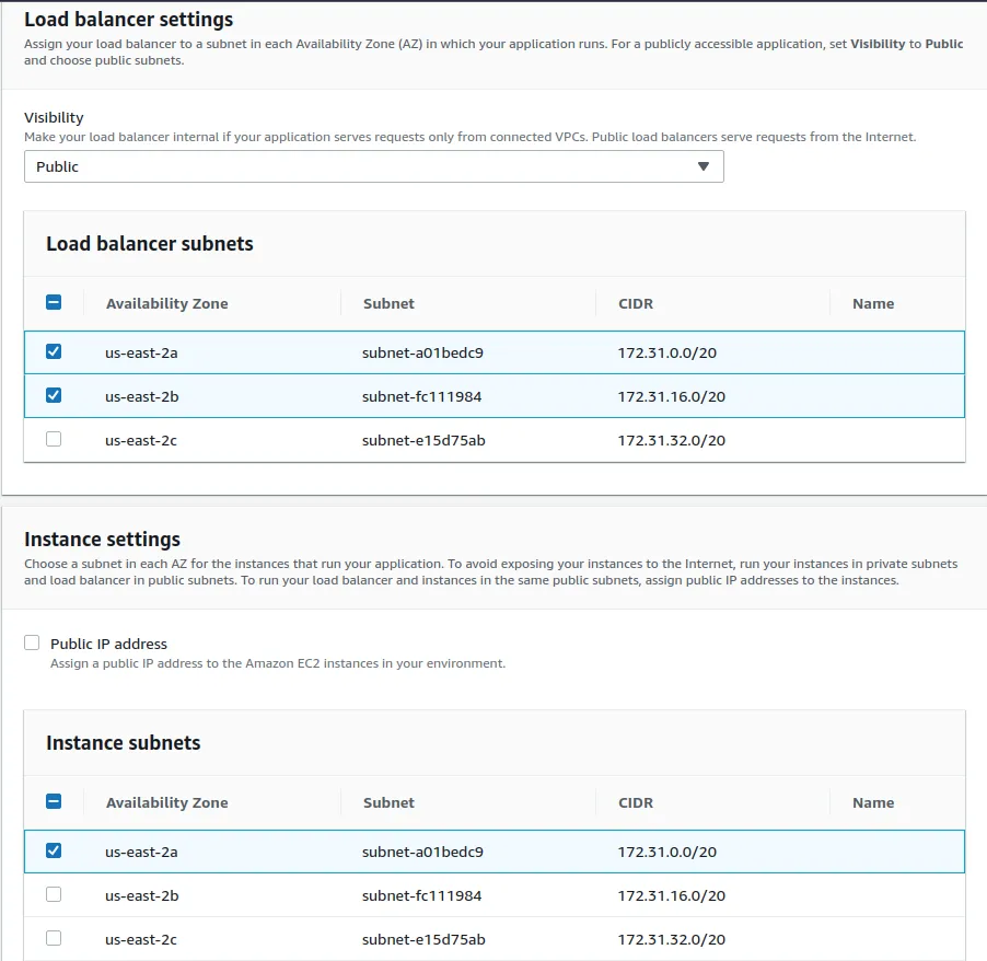 Elastic Beanstalk Networking configuration