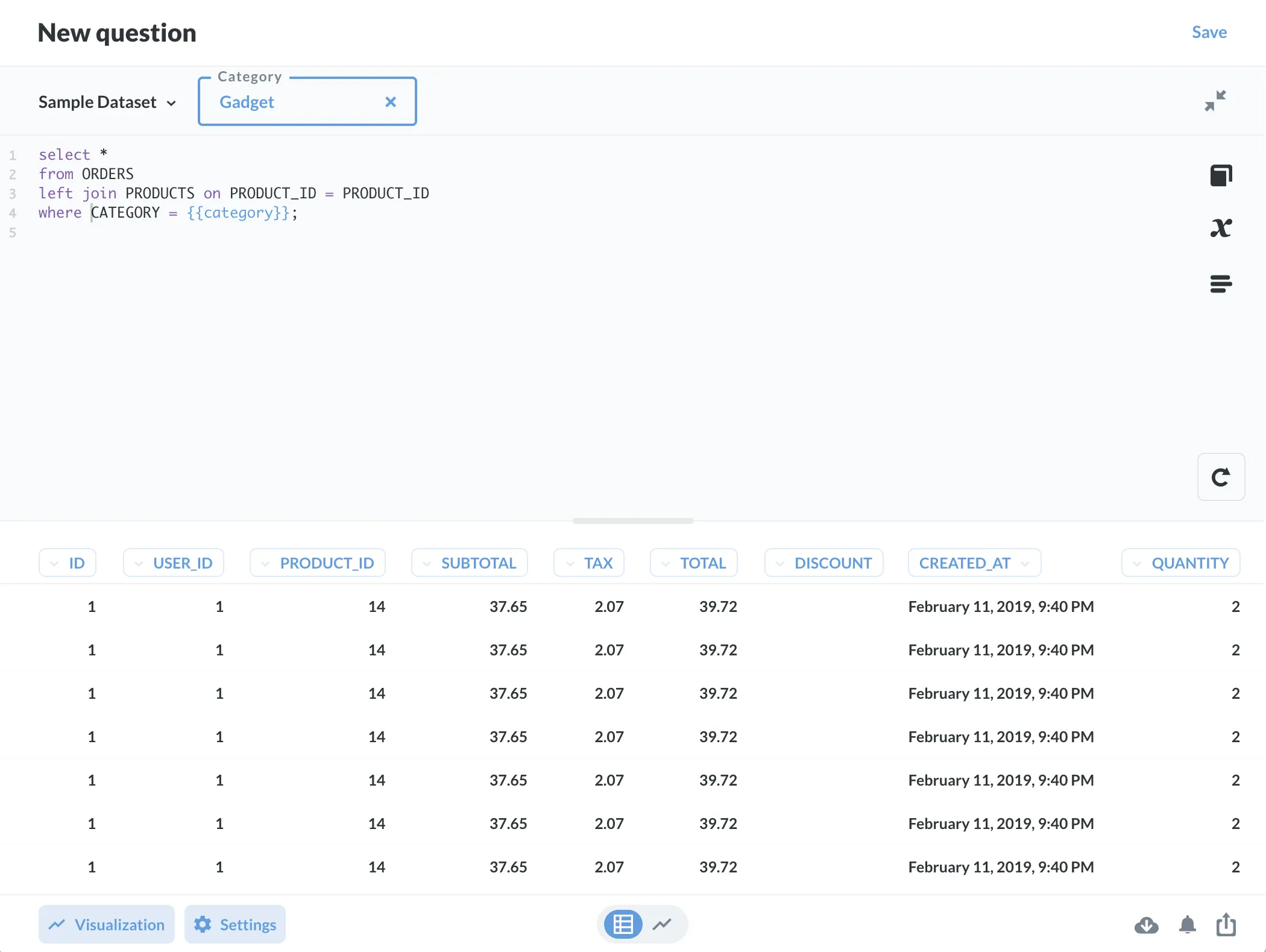 SQL filter