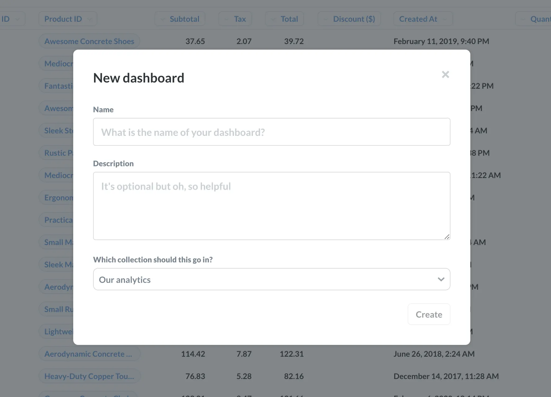 Create Dashboard