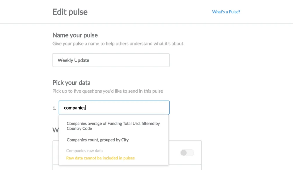 Pick your data