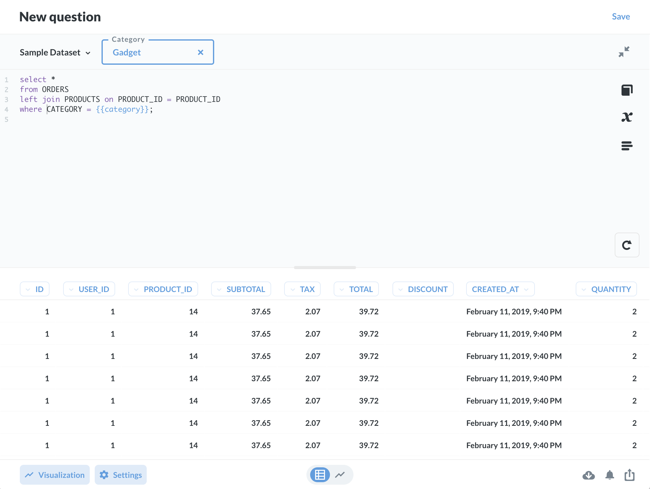 SQL filter