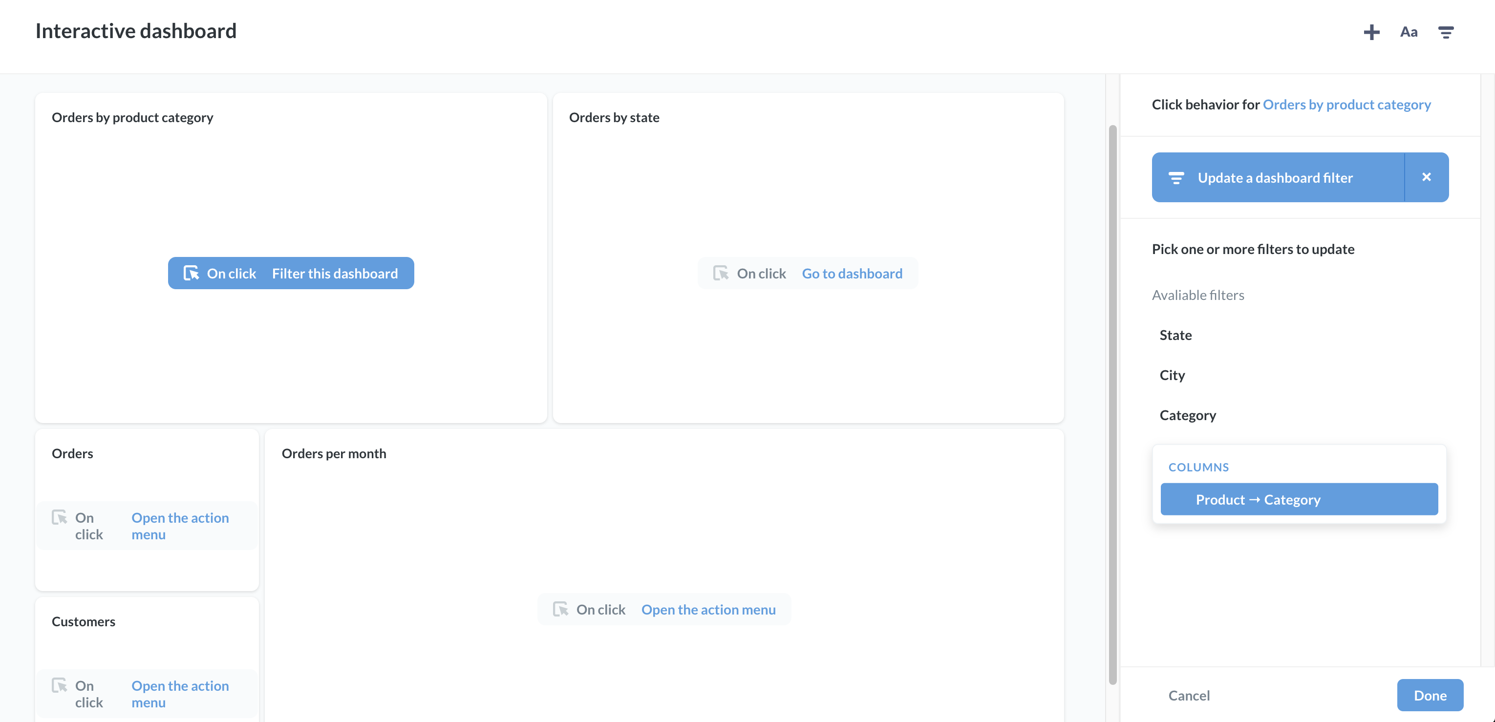 Update a dashboard filter