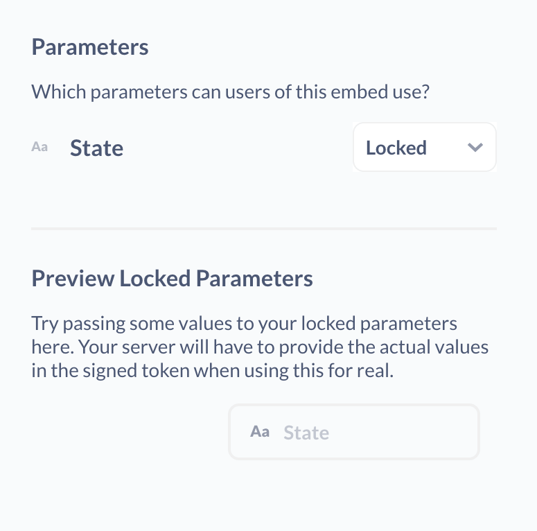 Locked parameters