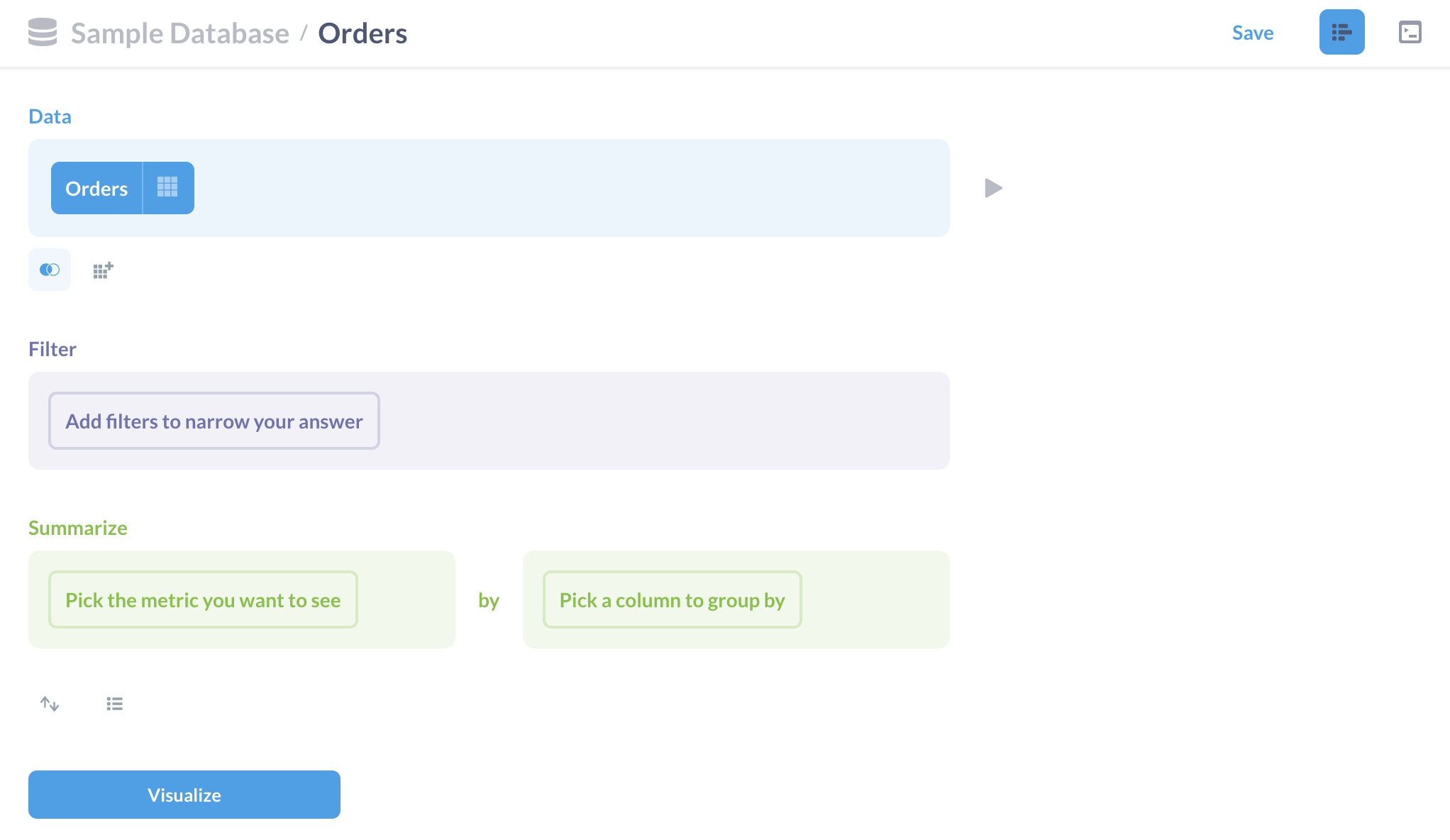 Metabase query builder