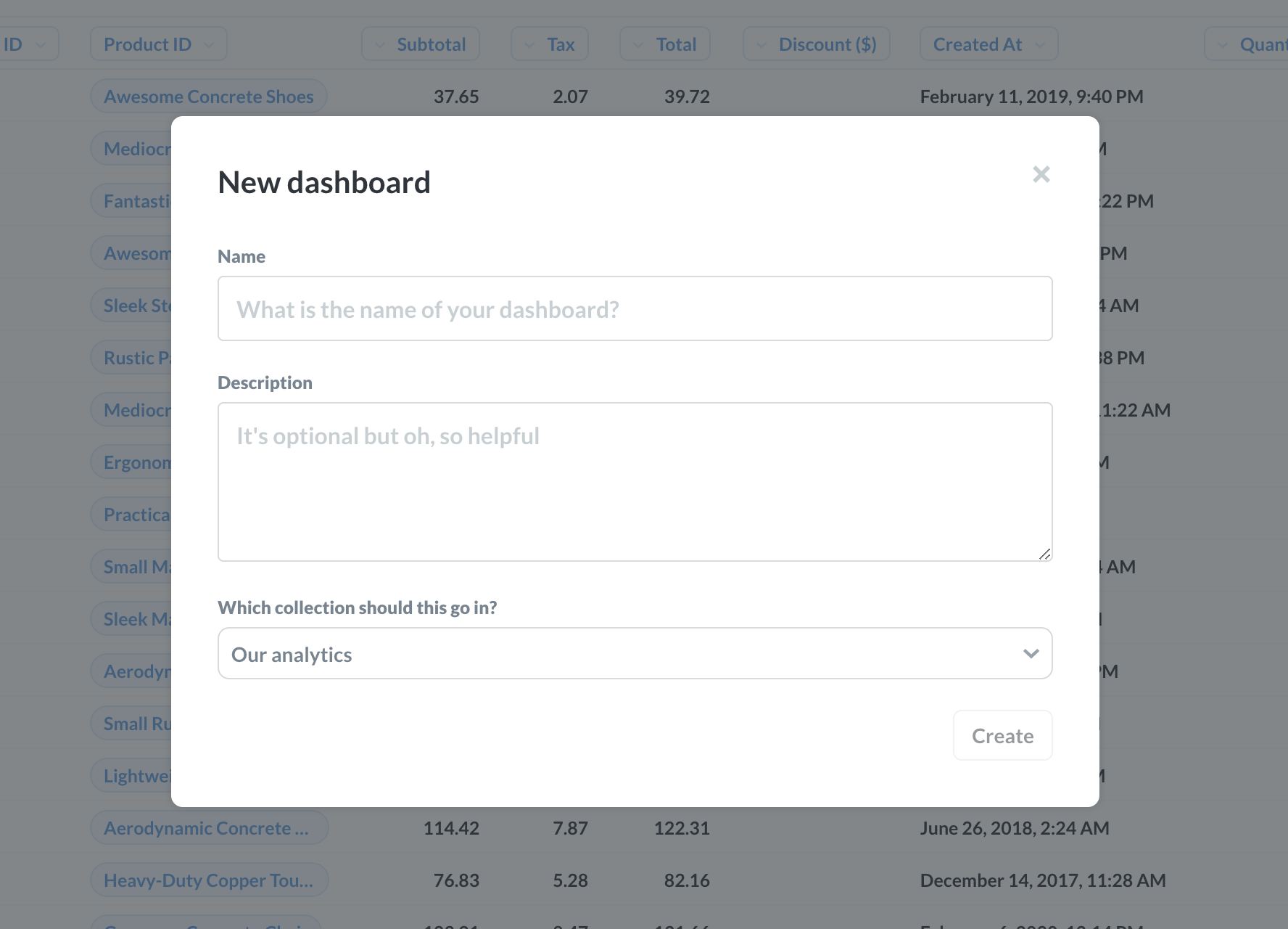 Create Dashboard