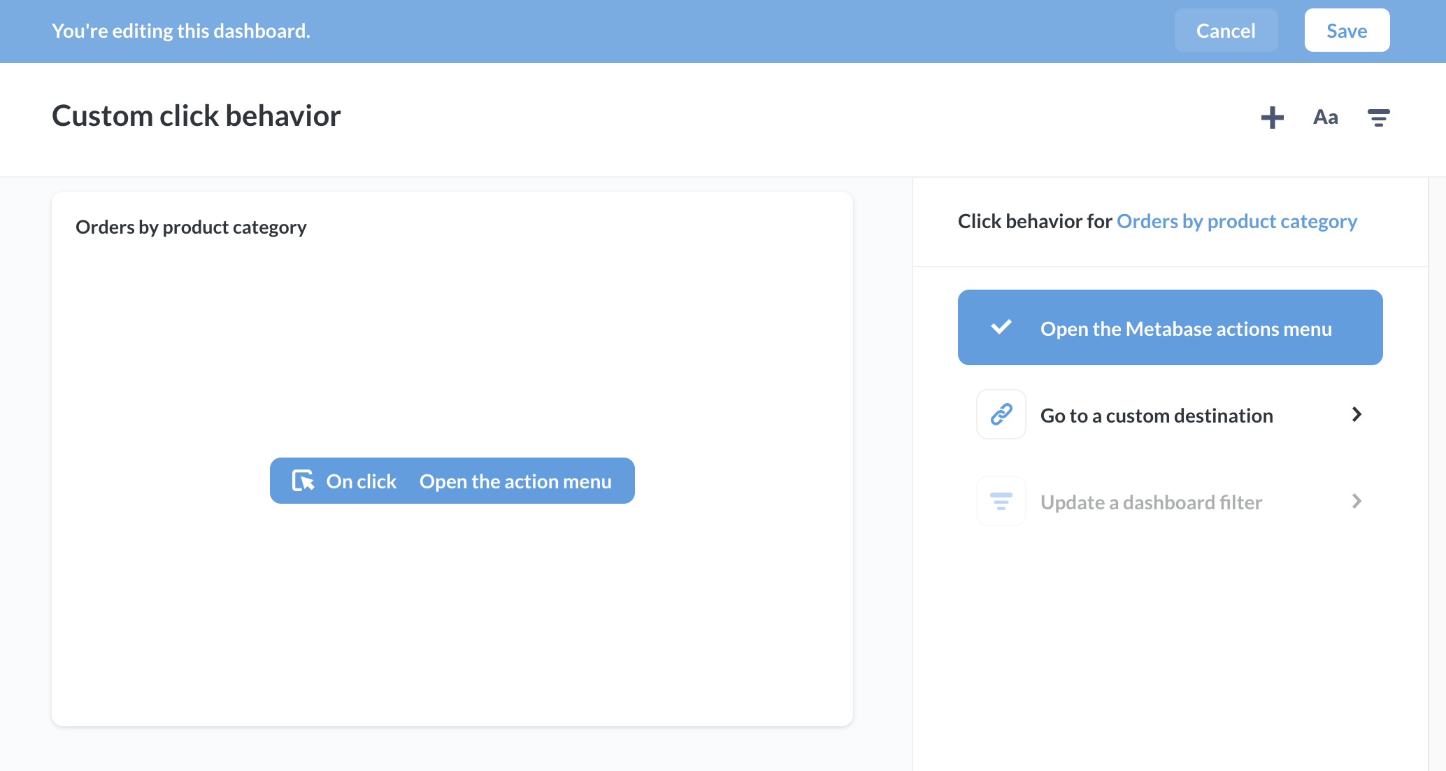 Click behavior menu
