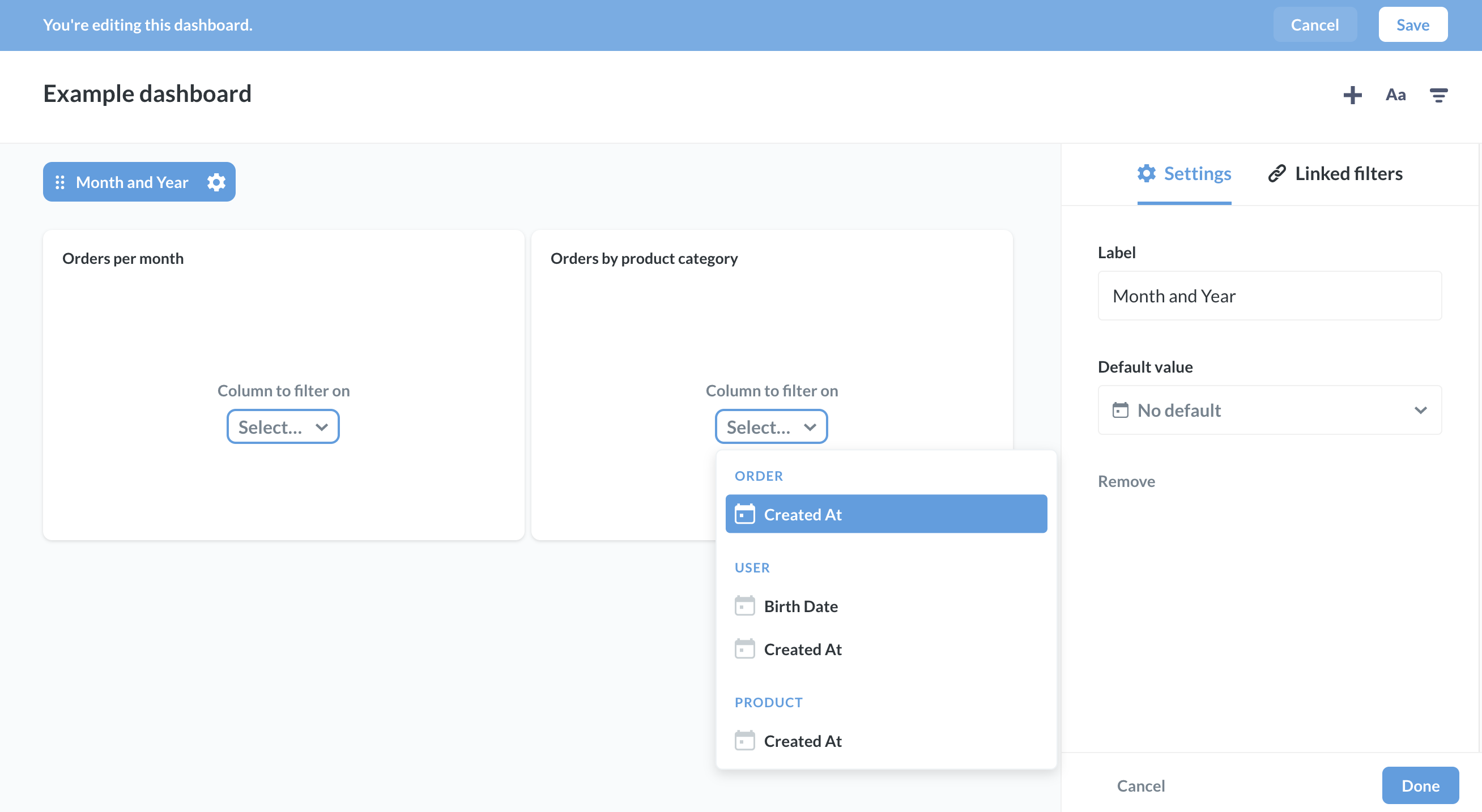 Select fields