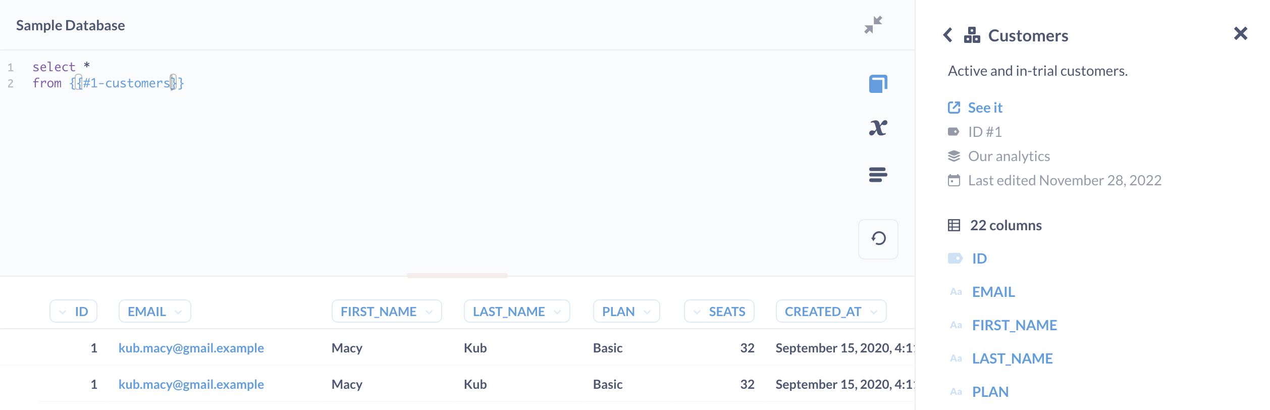 Data reference sidebar