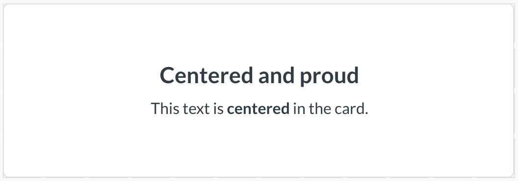 Center-aligned text card